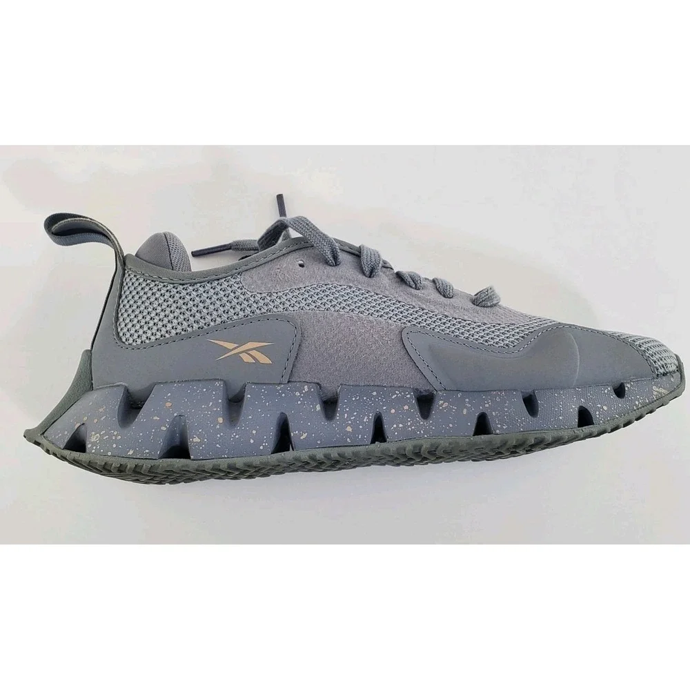 Reebok Women's Zig Dynamica Sneaker ZigTech Fuelfoam Size 7.5 Grey w/ Rose Gold